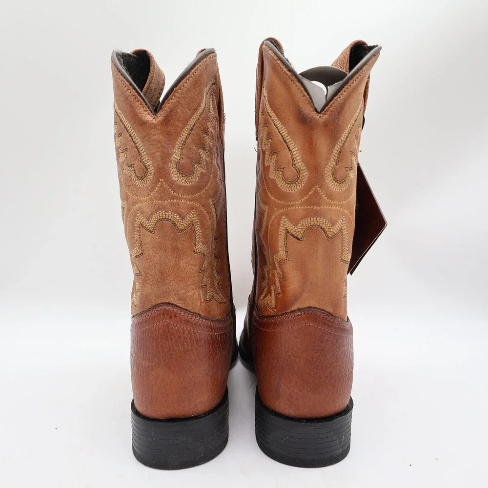 Old West 1936 Western Boots Kids 3.0 Brown Leather NWT
